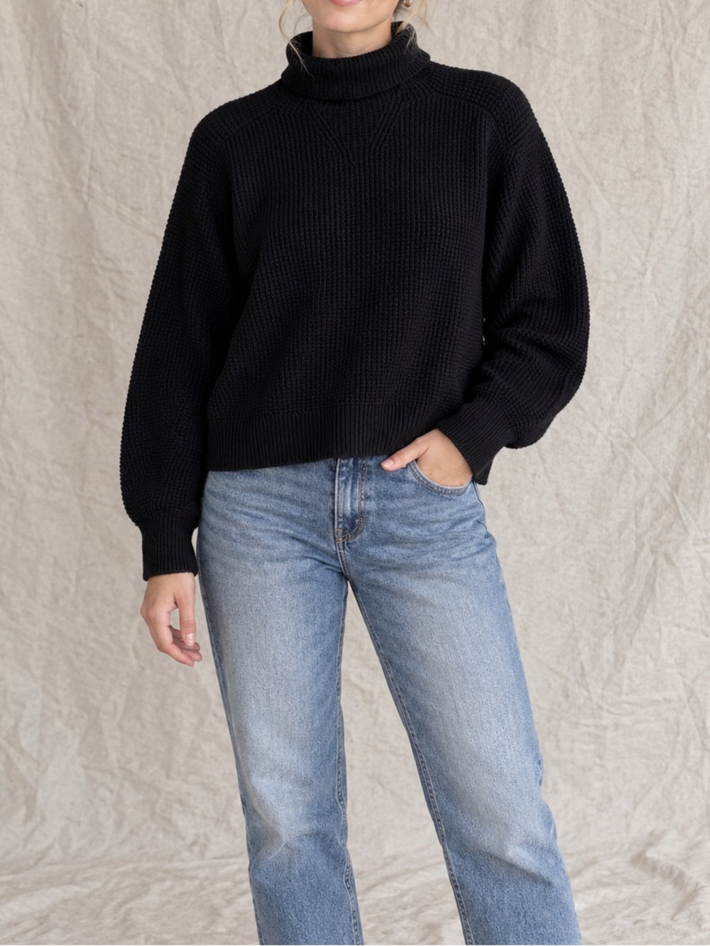 Rag & Bone Wool Cashmere Chunky Waffle Knit Turtleneck Sweater M